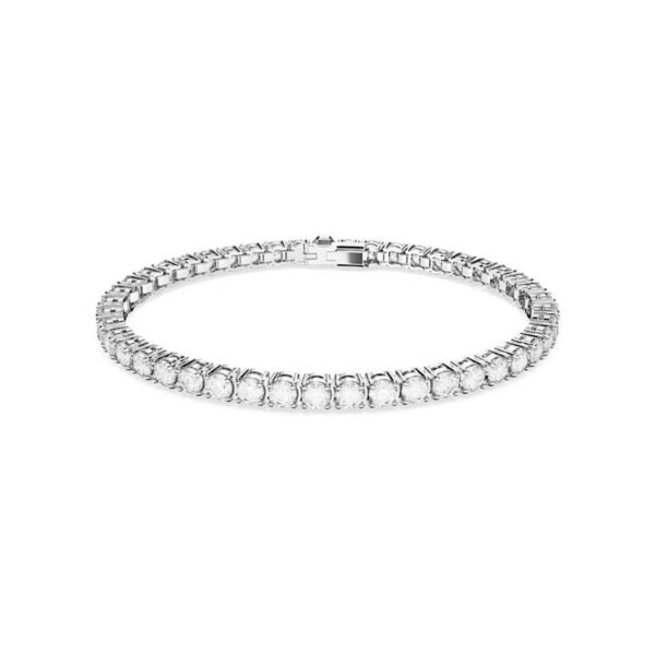 Swarovski - Braccialetto Matrix Tennis Taglio tondo, Bianco, Placcato rodio