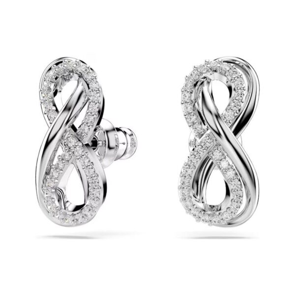 Swarovski - Orecchini a lobo Hyperbola Infinito, Bianchi, Placcato rodio