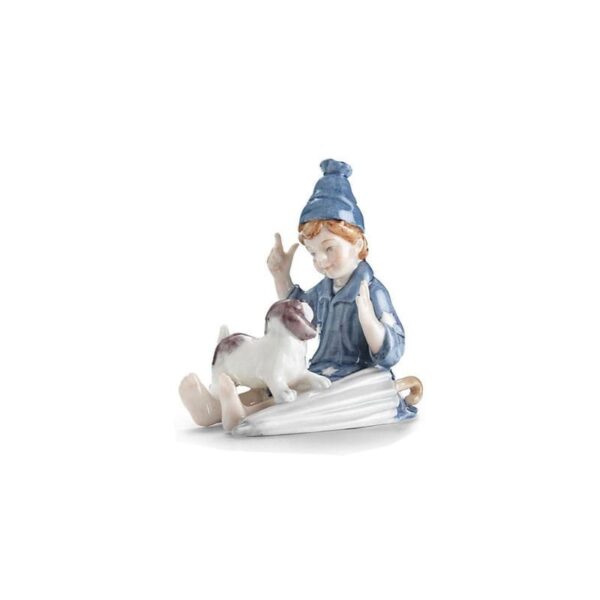 Royal Copenhagen - Statuina Sabbiolino con cane e ombrello
