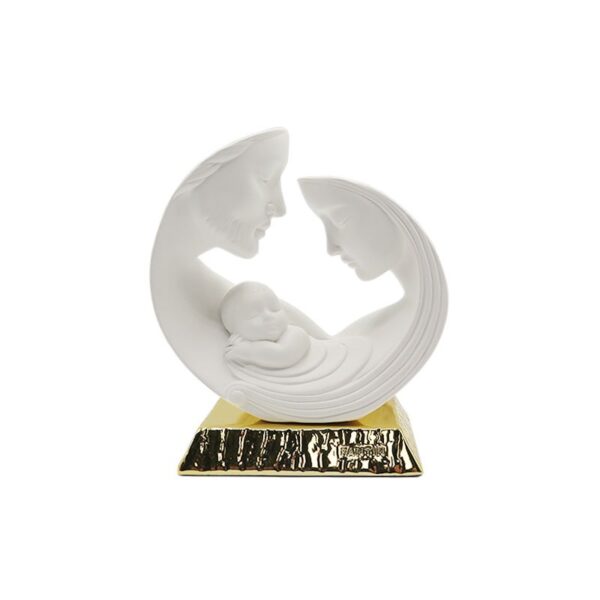 Fantin Argenti - Statuetta sacra famiglia in resina bianca con base colore oro 10x12 cm