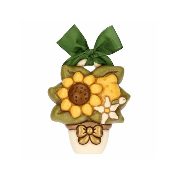 Thun - Formella con girasole e limone in ceramica, media