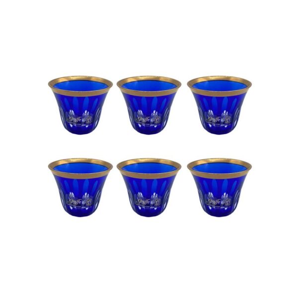 Griffe Montenapoleone - Set 6 pz Caffè Arabo vetro Coste Blu - Fascia Oro