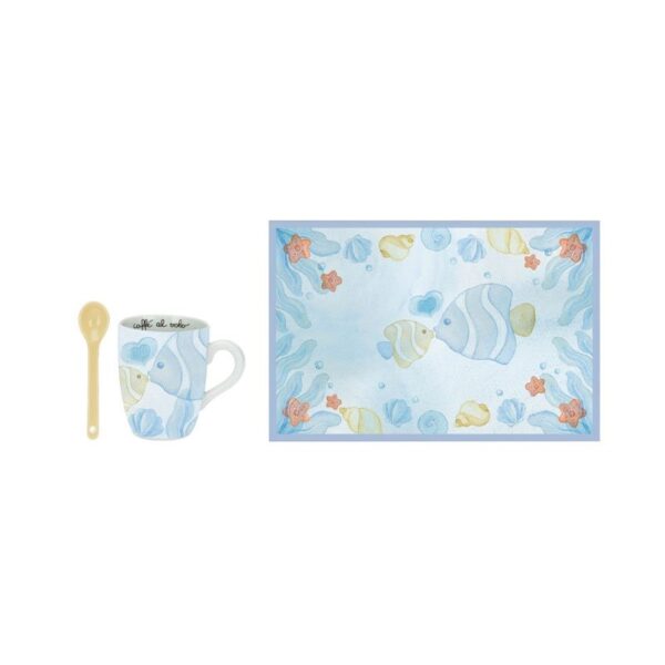 Thun - Mug in porcellana con tovaglietta in cotone - Mare da amare