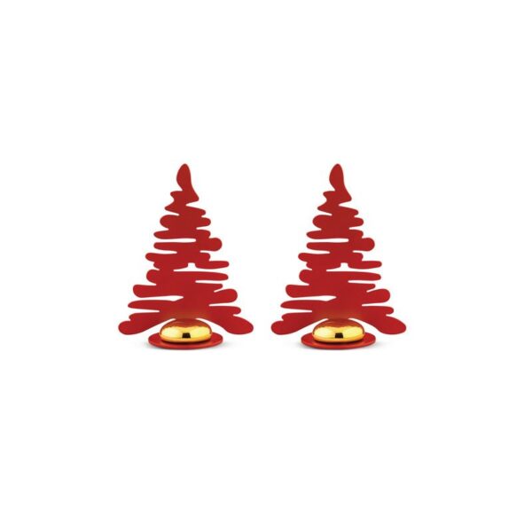 Alessi - Set 2 Segnaposto acciaio colorato, Rosso - Barkplace Tree