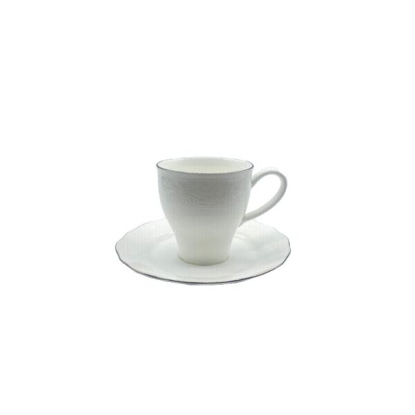 Domino - Tazza caffè con piattino Fine Bone China - Pretty Platinum