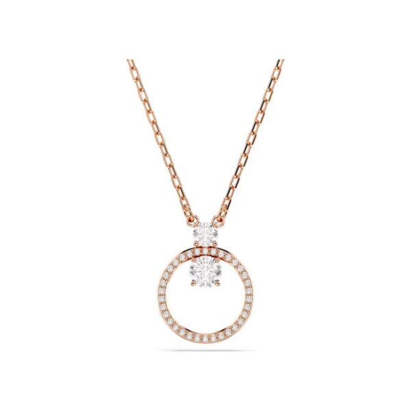 Swarovski - Pendente Constella Pavé, Taglio Round, Bianco, Placcato color oro rosa