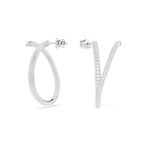 Swarovski - Orecchini a cerchio Dextera Taglio Round, Bianchi, Placcato rodio