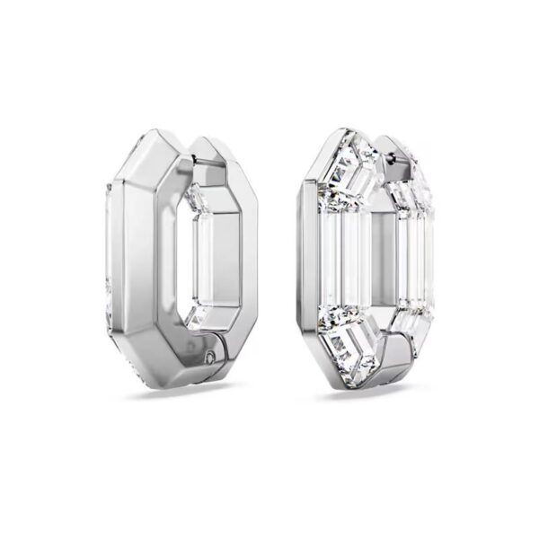 Swarovski - Orecchini a cerchio Lucent Forma ottagonale, Piccoli, Bianchi