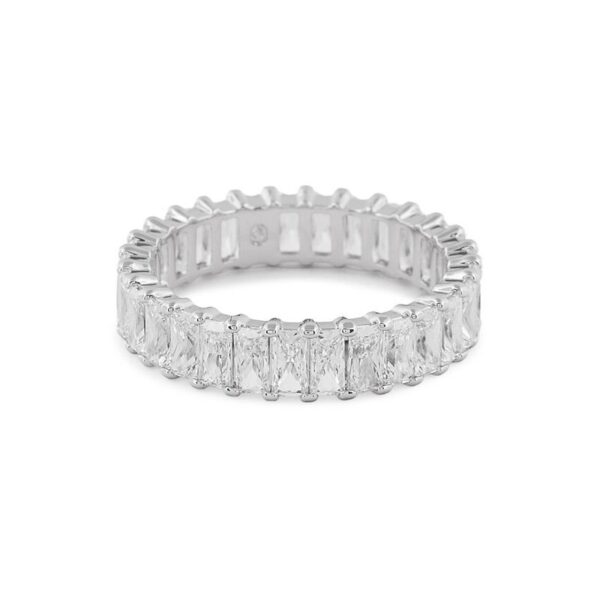Swarovski - Anello Matrix, Taglio Baguette, Bianco, Placcato Rodio, 52