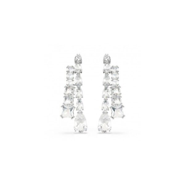 Swarovski - Orecchini pendenti Matrix Taglio Misto, Bianchi, Placcato Rodio