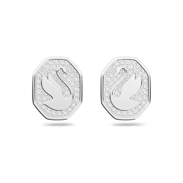 Swarovski - Orecchini a lobo Swan Cigno, Bianchi, Placcato rodio