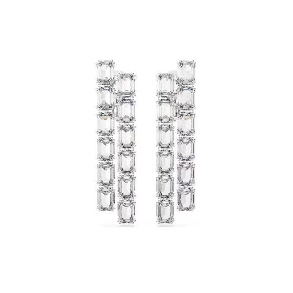Swarovski - Orecchini a clip Millenia Taglio ottagonale, Lunghi, Bianchi, Placcato rodio