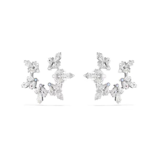 Swarovski - Orecchini a clip Idyllia Taglio misto, Fiocco Di Neve, Bianchi, Placcato rodio