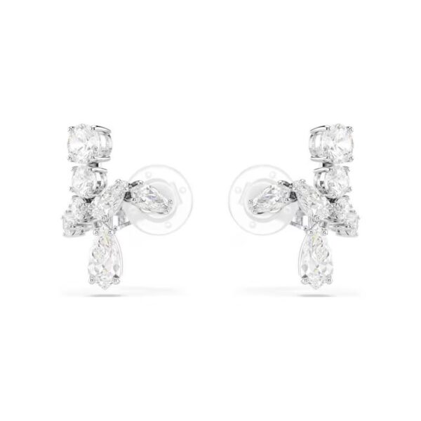 Swarovski - Orecchini a clip Matrix Taglio misto, Bianchi, Placcato rodio