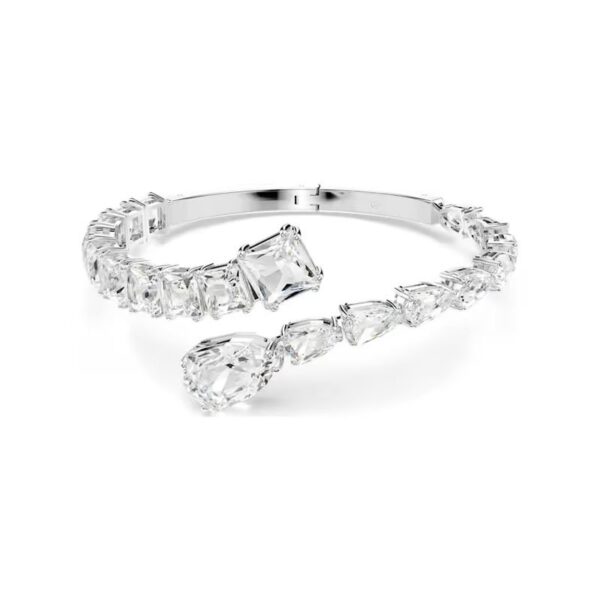 Swarovski - Bracciale rigido Matrix Taglio misto, Bianco, Placcato rodio