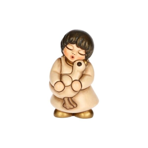 Thun - Bimba con oca in ceramica - Presepe Classico Champagne