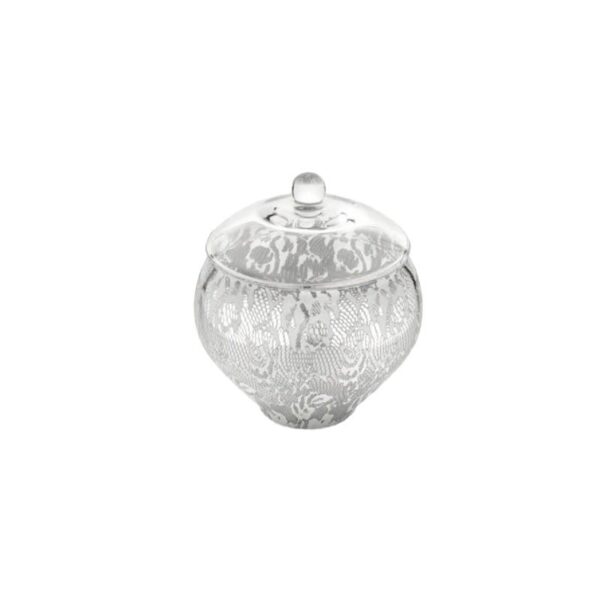 IVV - Portacioccolatini in vetro trasparente e argento 21,5 cm - Floreal