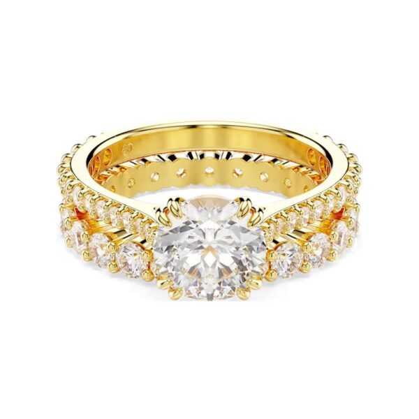Swarovski - Anello Stilla Taglio Round, Bianco, Placcato color oro, 58