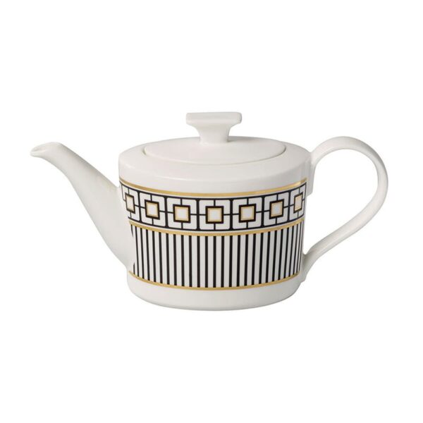 Villeroy & Boch - Bricco da caffè e teiera, 1,2 l, bianco-nero-oro - MetroChic