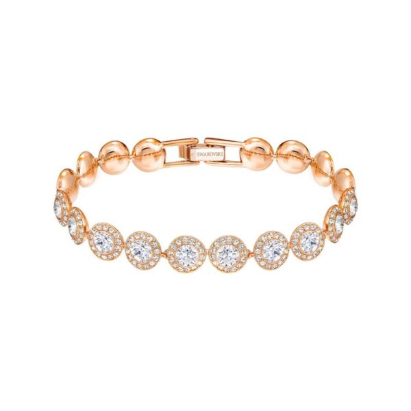 Swarovski - Braccialetto Angelic Rotondo, Bianco, Placcato color oro rosa