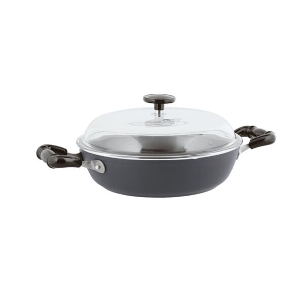 Sambonet - Casseruola bassa Antiaderente Ø 24 c/coperchio, Grigio- 1965 Vintage Quarzo Nero