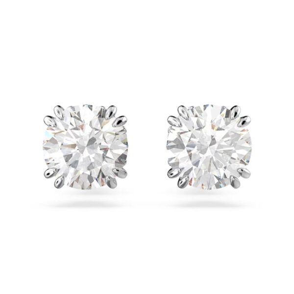 Swarovski - Orecchini a lobo Constella - Taglio tondo, Bianchi, Placcato rodio
