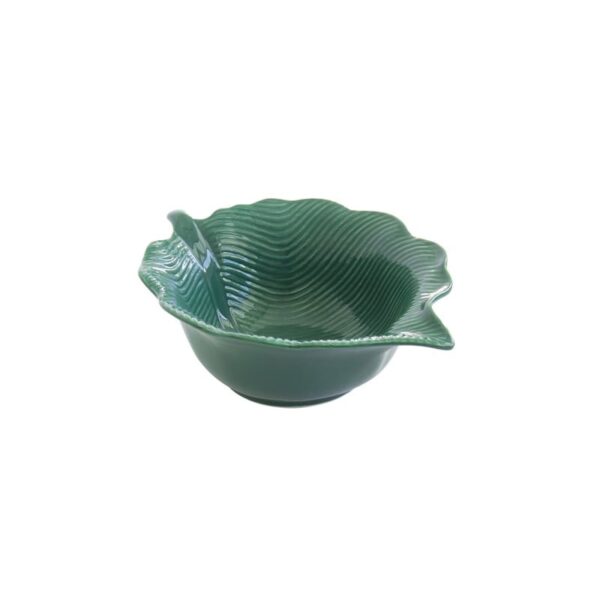 Easy Life - Ciotola in porcellana 21×16 cm forma foglia - Tropical Leaves Green