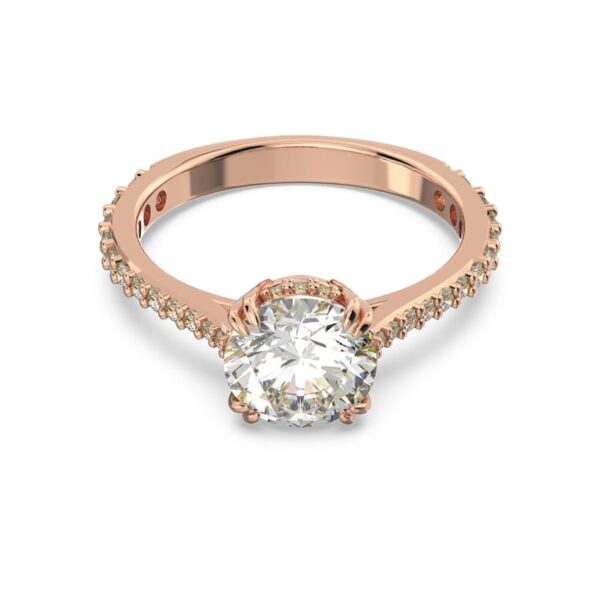 Swarovski - Anello cocktail Constella - Taglio Princess, Pavé, Bianco, Placcato color oro rosa