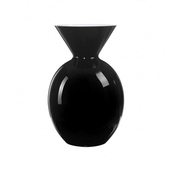 Onlylux - Vaso in vetro soffiato 30 Cm Opale/Nero - Pallottino