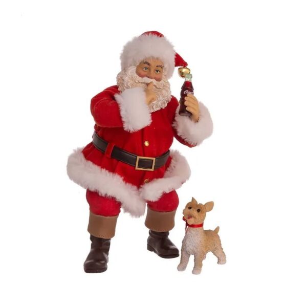 Kurt S. Adler - Babbo Natale e cane, set da 2 pezzi 25 cm - Sundblom 90° anniversario Coca-Cola Fabriché