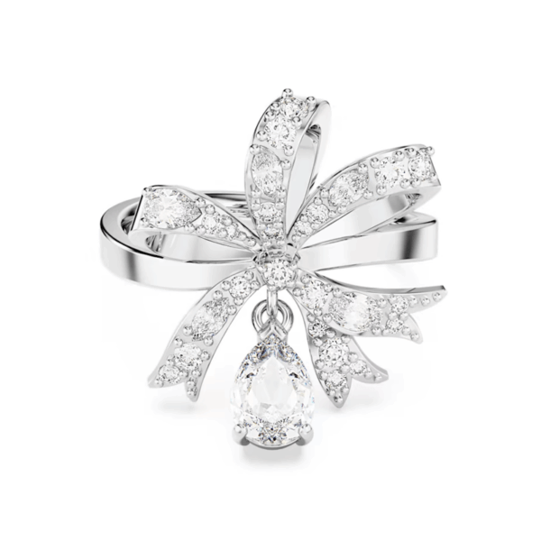 Swarovski - Anello cocktail Volta Fiocco, Bianco, Placcato rodio