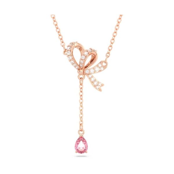 Swarovski - Pendente a Y Volta Fiocco, Rosa, Placcato color oro rosa