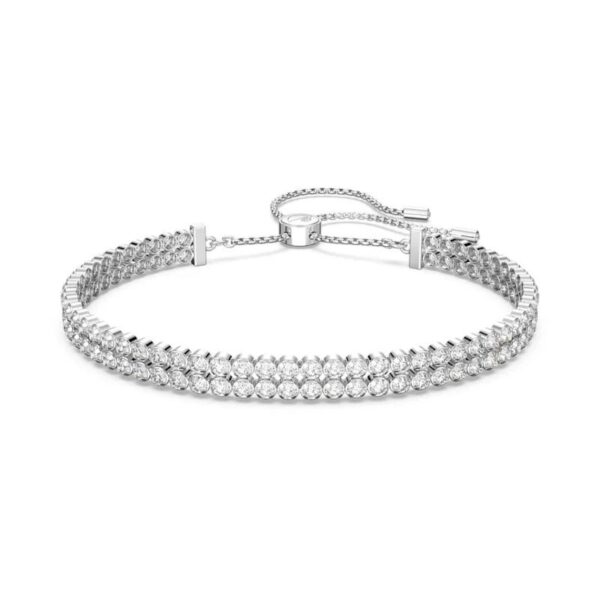 Swarovski - Braccialetto Subtle Taglio tondo, Bianco, Placcato rodio