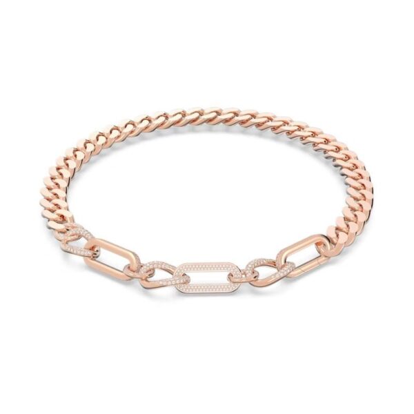 Swarovski - Collana Dextera Statement, Link misti, Bianca, Placcato color oro rosa