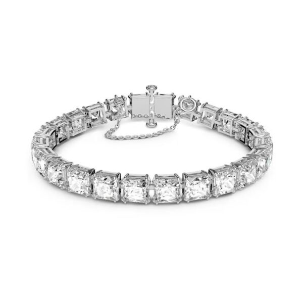 Swarovski - Braccialetto Millenia Taglio squadrato, Piccolo, Bianco, Placcato rodio