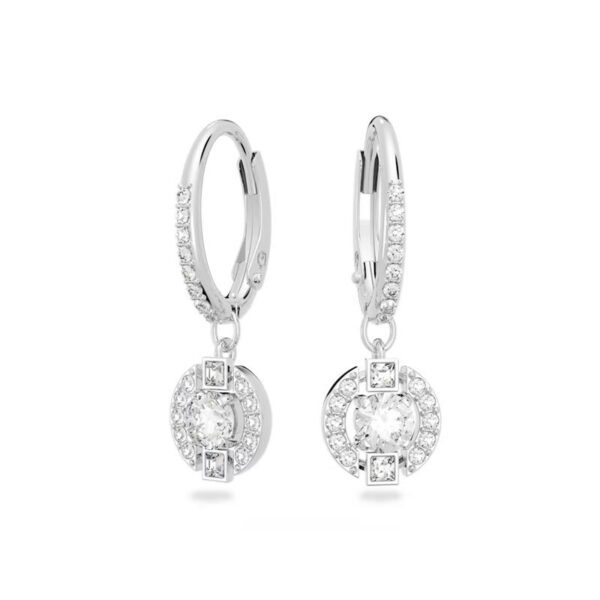 Swarovski - Orecchini pendenti Swarovski Sparkling Dance Taglio tondo, Bianchi, Placcato rodio