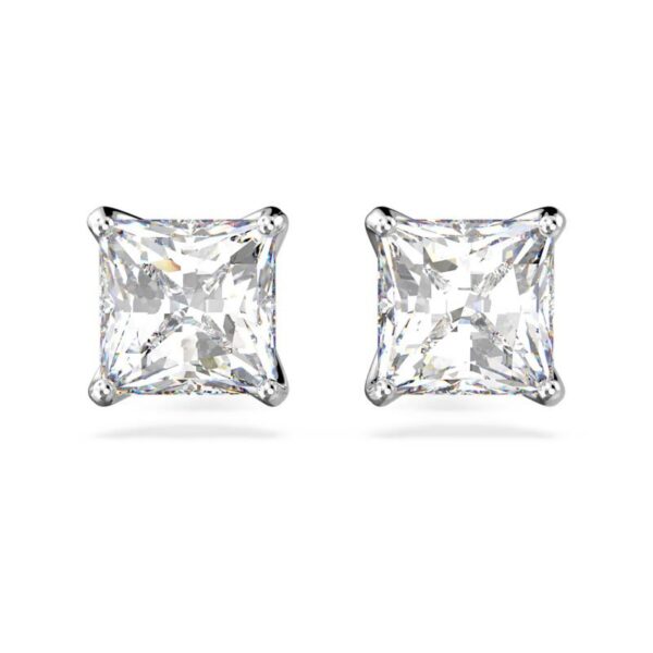 Swarovski - Orecchini a lobo Attract Taglio squadrato, Bianchi, Placcato rodio