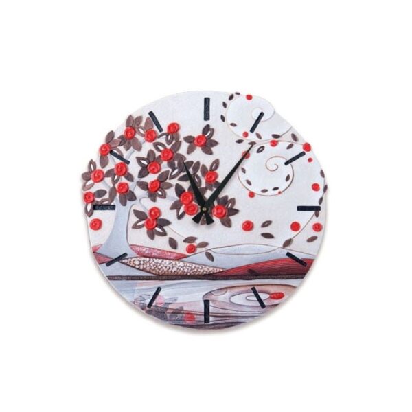 Cartapietra -  Orologio Sagomato Foglie al Vento Rosso