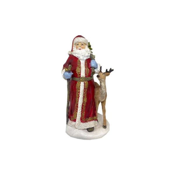 Lamart - Babbo natale in resina con renna 26.5 cm