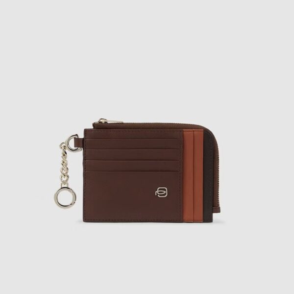 Piquadro - Portamonete donna con portachiavi Circle – Marrone Arancione