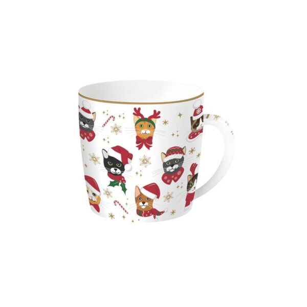 Easy Life - Tazza porcellana 350 ml in scatola di latta - Christmas Friends Cats