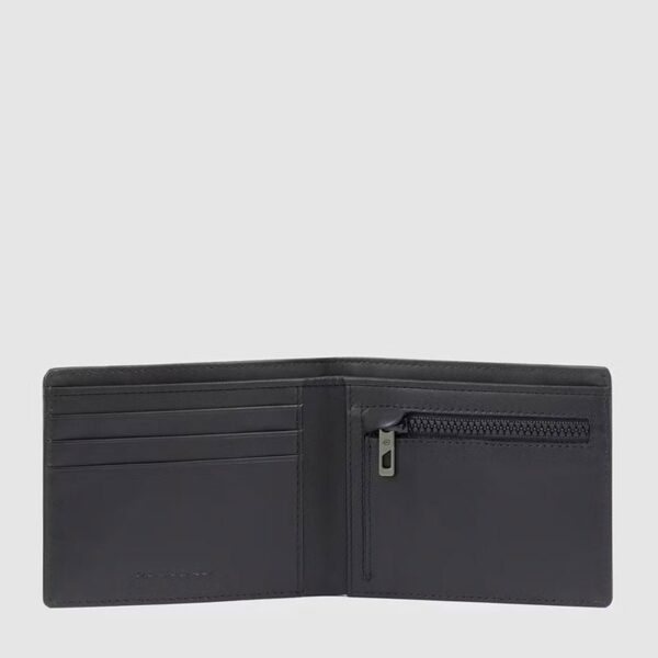 Piquadro - Portafoglio da uomo Slim con tasca portamonete con cerniera – Nero