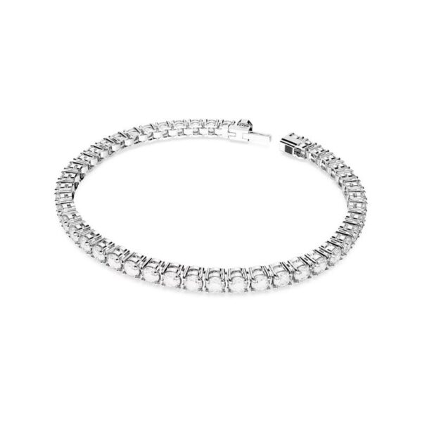 Swarovski - Braccialetto Matrix Tennis Taglio tondo, Bianco, Placcato rodio