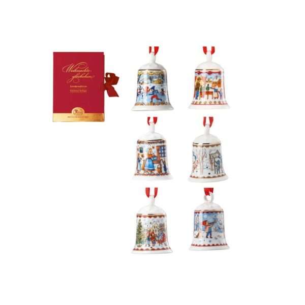Hutschenreuther - Set 6 minicampanelle in porcellana - Collector's Items Christmas Sonderedition