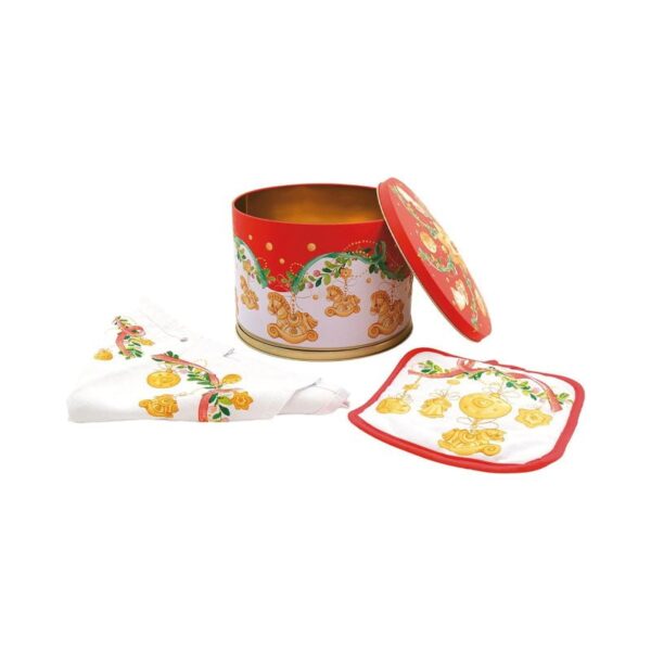 Thun - Confezione barattolo latta con strofinaccio e presina - Dolce Natale