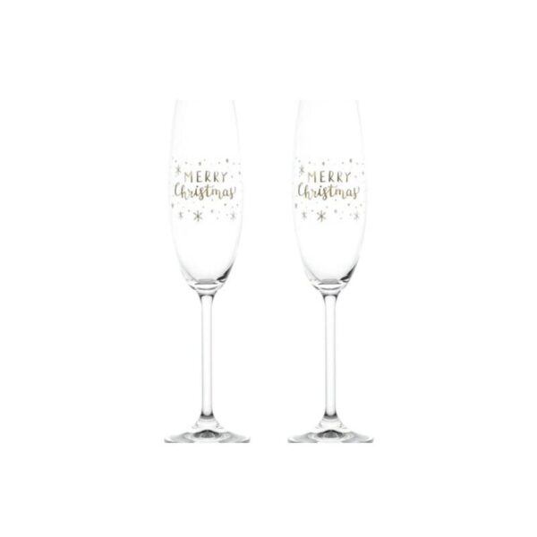 Simple Day - Set 2 Calici Flute 23 cl decoro oro Limited Edition - Merry Christmas