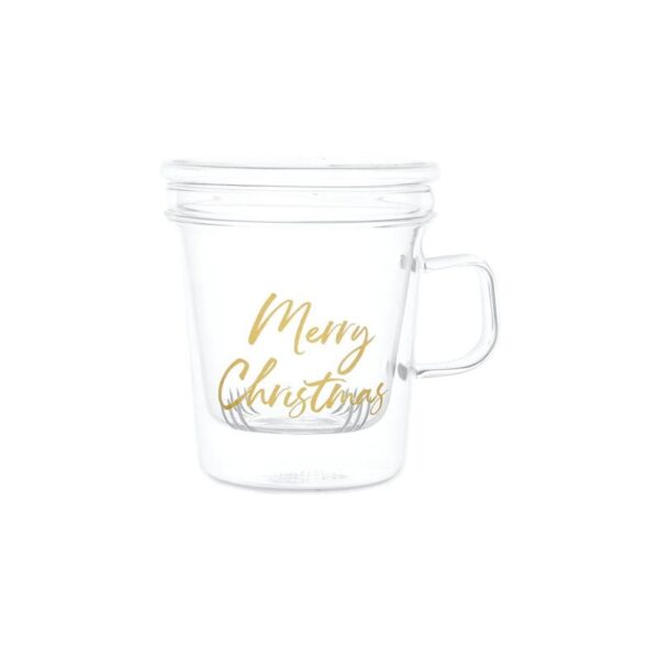 Simple Day - Mug in vetro con Infusore, decoro oro - Merry Christmas